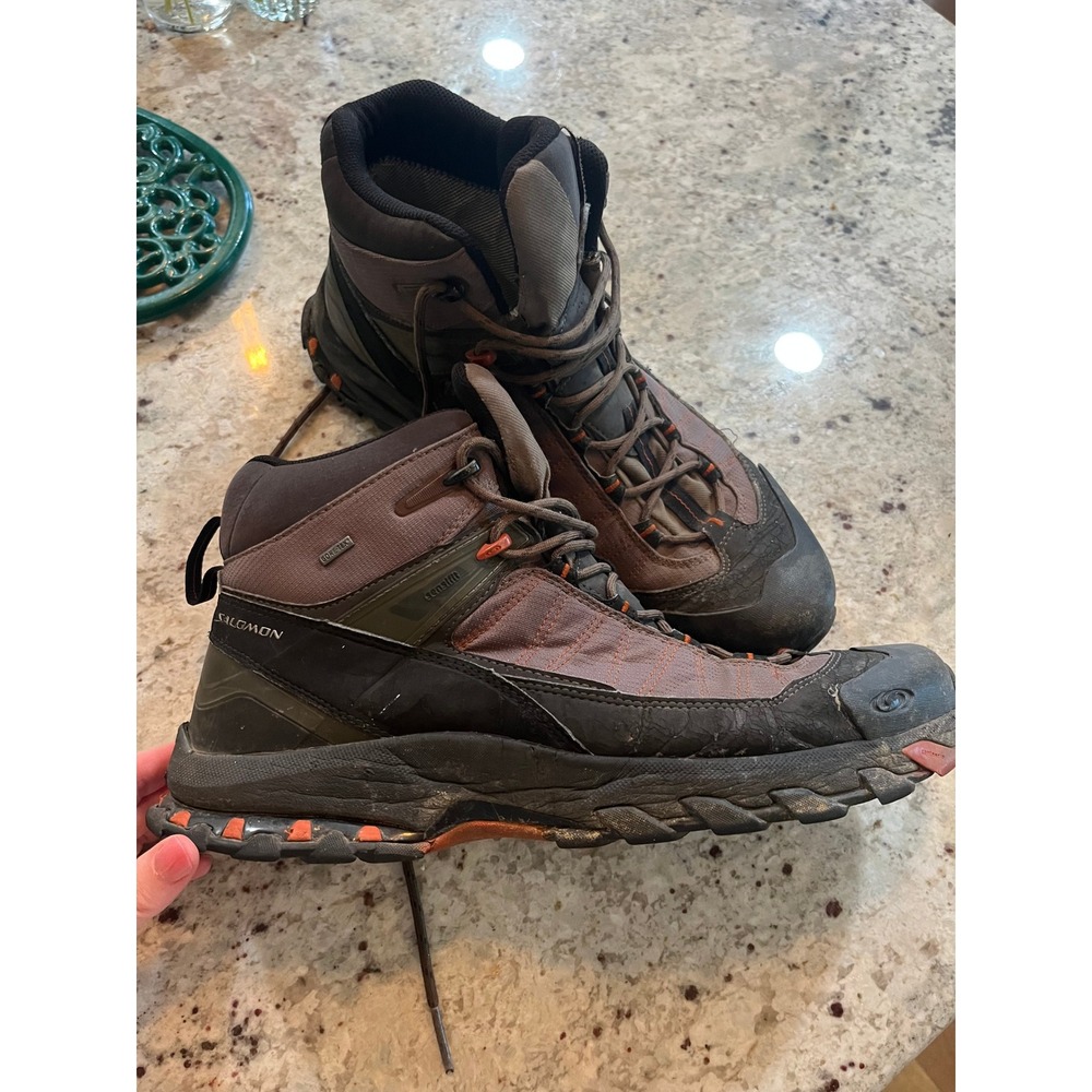Salomon Sensifit Gore-Tex Hiking Boots Mens 13 Brown Black 104439 Waterproof